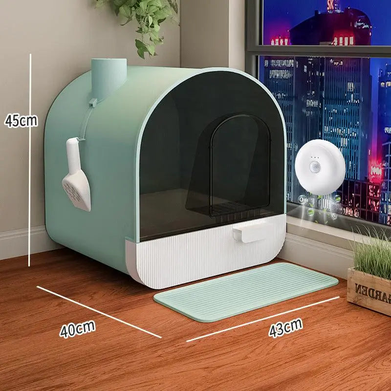 Ultimate Odor-Free Enclosed Cat Litter Box With Smart Features-1
