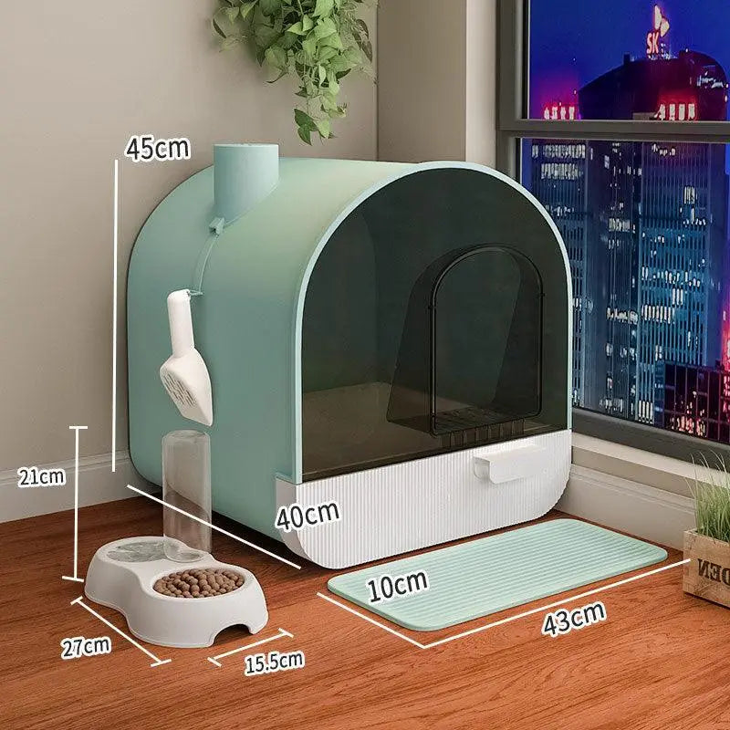 Ultimate Odor-Free Enclosed Cat Litter Box With Smart Features-2